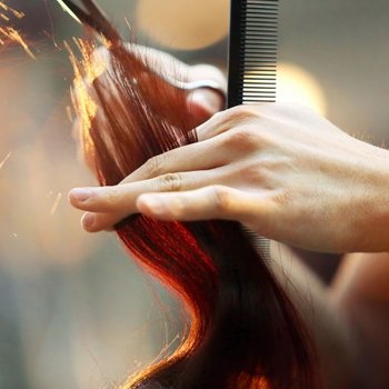 Séance de coiffure au camping